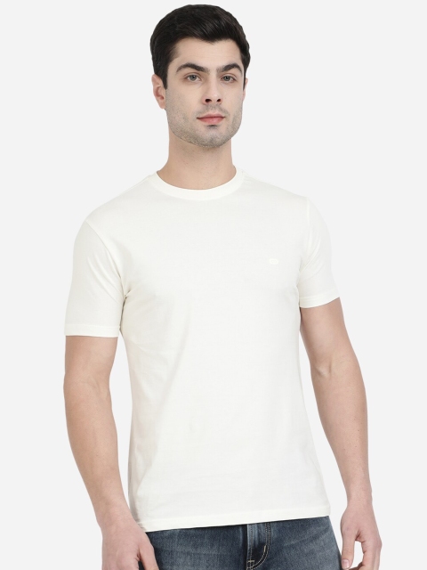 

JADE BLUE Men White Slim Fit Cotton T-shirt