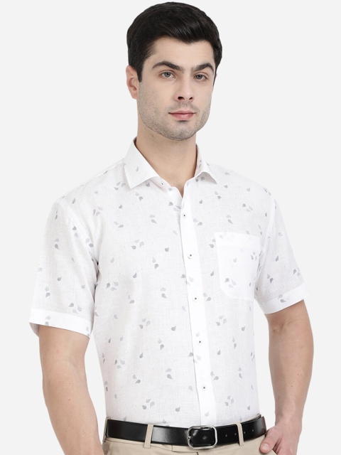 

JADE BLUE Men White Printed Formal Shirt