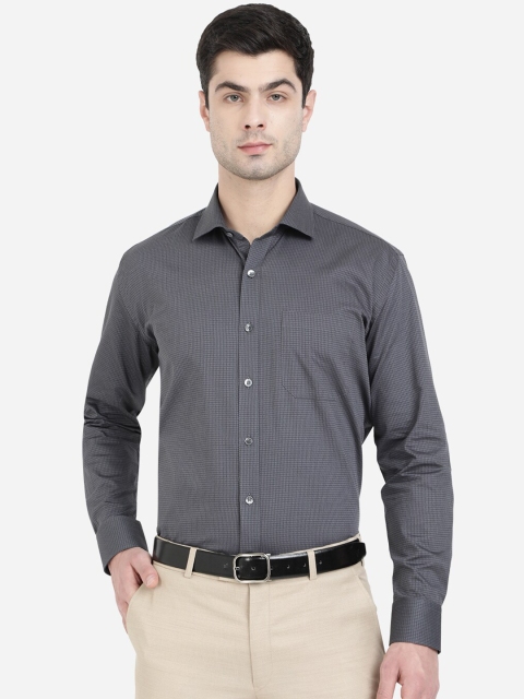 

JADE BLUE Men Dark Grey Self Design Cotton Formal Shirt
