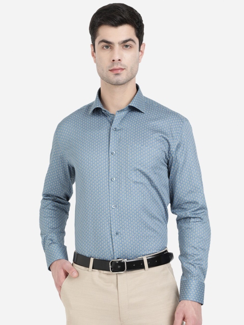 

JADE BLUE Men Blue Printed Regular Fit Cotton Formal Shirt