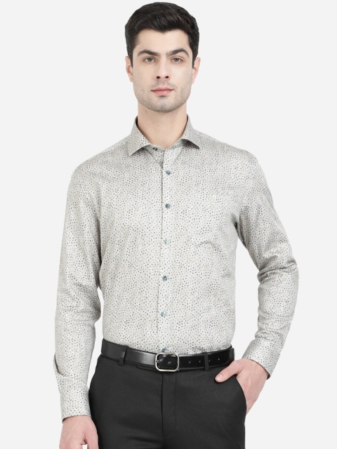 

JADE BLUE Men Grey & Green Printed Regular Fit Cotton Formal Shirt