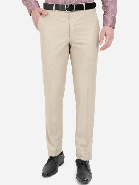 

METAL Men Beige Slim Fit Easy Wash Trousers