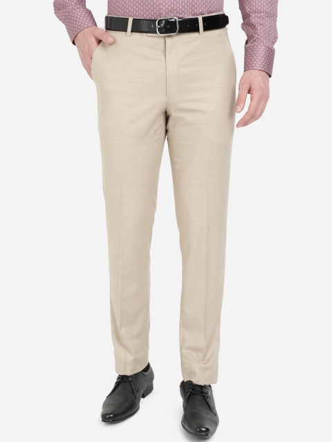 

METAL Men Beige Slim Fit Easy Wash Trousers