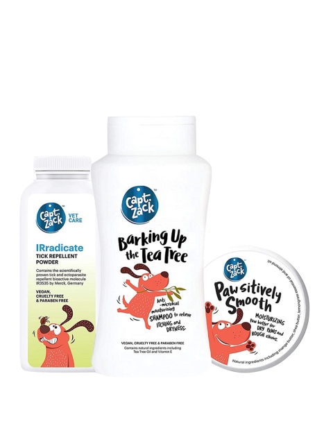 

Captain Zack Set Of 3 White Classic Combo Pet Powder+ Paw Butter+ Shampoo