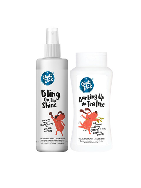 

Captain Zack Set of 2 Barking Up The Tea Tree & Bling On The Shine Waterless Pet Shampoo, White