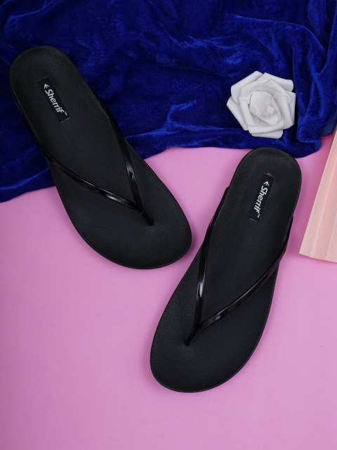 

Sherrif Shoes Women Black Rubber Thong Flip-Flops