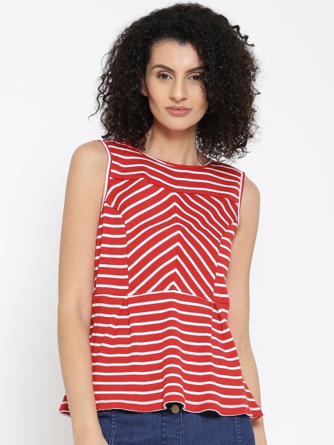 

United Colors of Benetton Women Red & White Striped Top
