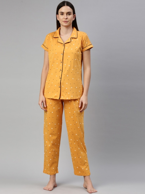 

GOLDSTROMS Women Yellow & Black Printed Night suit