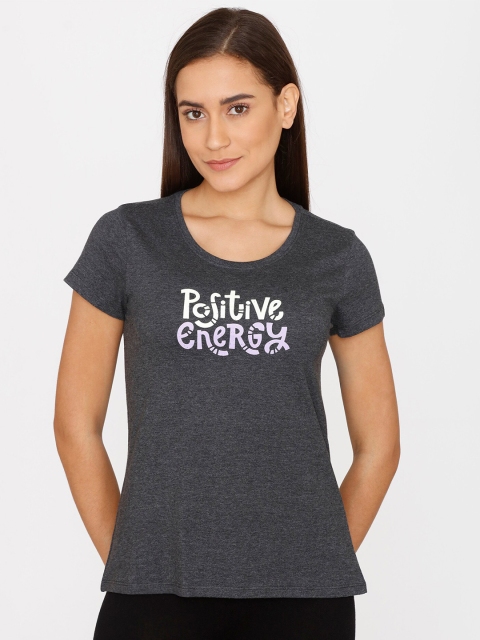 

Rosaline by Zivame Women Black Typography Printed T-shirt