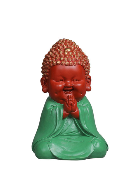 

TANSHA QUO Green & Red Praying Mong Decorative Showpiece