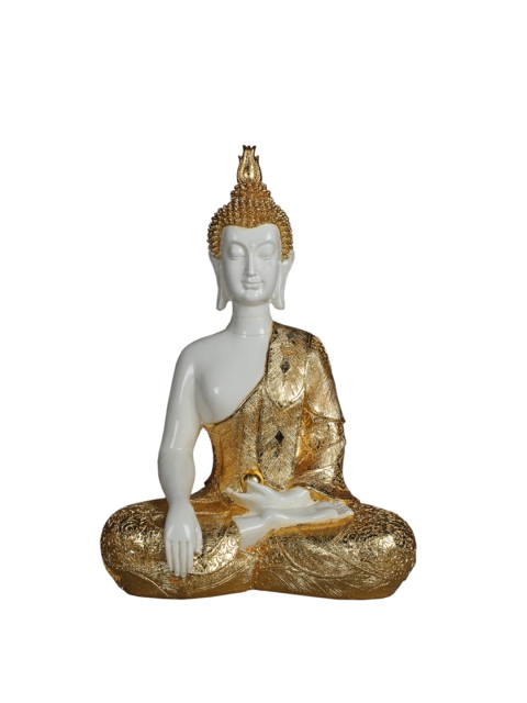 

TANSHA QUO White & Gold-Toned Ladoo Buddha Polyresin Showpieces