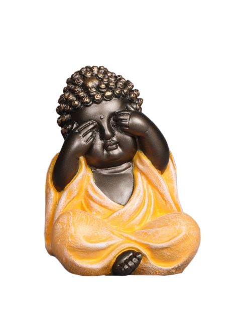

TANSHA QUO Yellow & Bronze-Toned Budha Showpiece