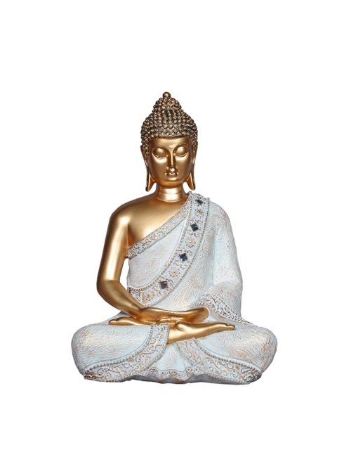 

TANSHA QUO Gold-Toned & White Meditative Buddha Decorative Showpiece