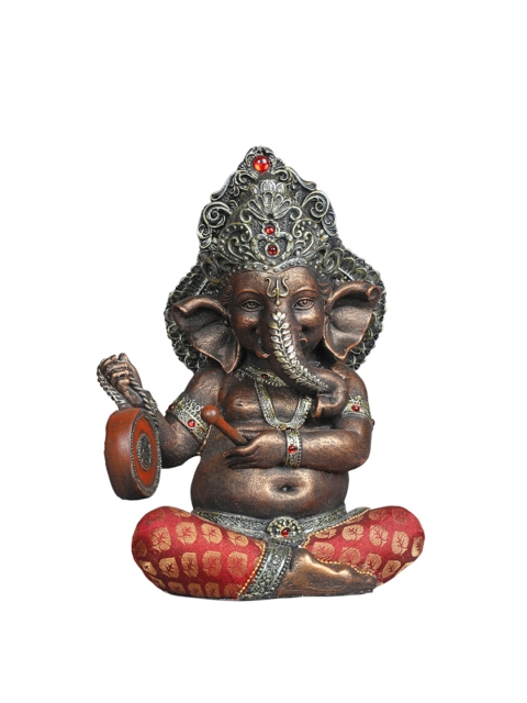 

TANSHA QUO Bronze-Toned & Red Music Ganesha Decorative Showpiece