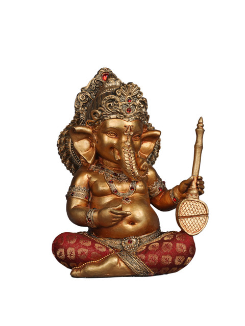 

TANSHA QUO Copper Music Ganesha Showpiece, Bronze