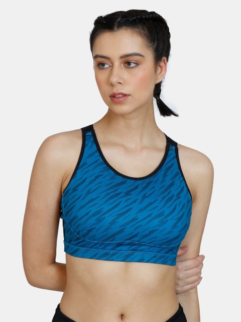 

Zelocity by Zivame Blue & Black Abstract Workout Bra