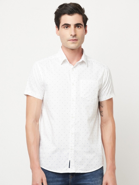 

METTLE Men White Printed Casual Shirt