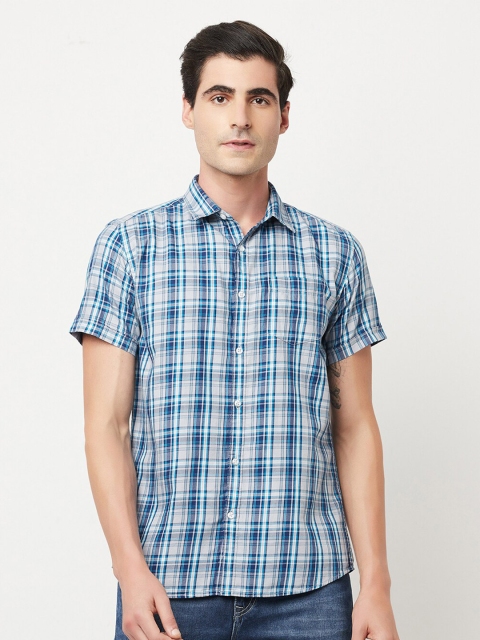 

METTLE Men Blue Tartan Checks Checked Casual Shirt