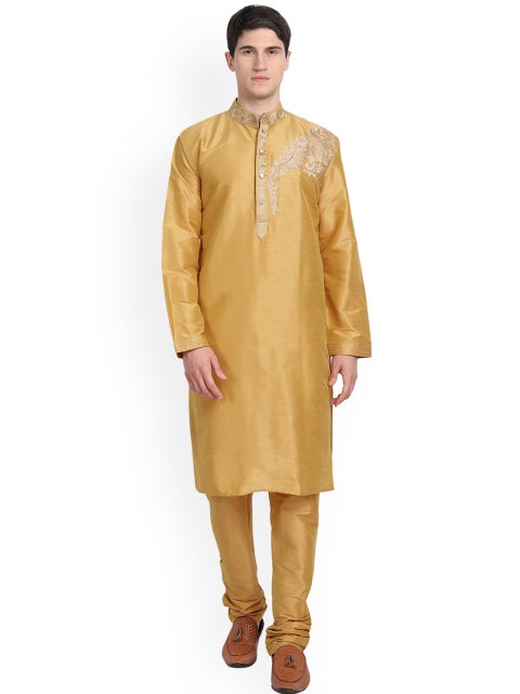 

Enciger Men Gold-Toned Thread Work Dupion Silk Kurta with Pyjamas