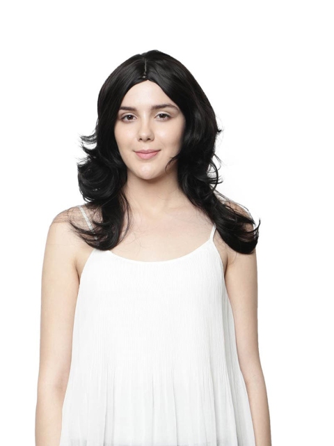 

thrift bazaar Women Black Medium Vanilla Layered Wig