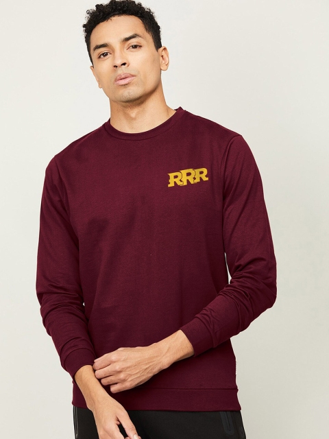 

Fully Filmy Men Maroon RRR Logo Printed Pure Cotton Sweatshirt