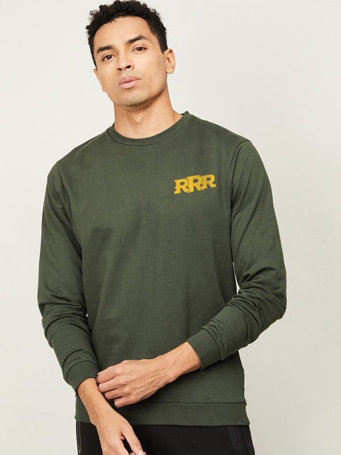 

Fully Filmy Men Olive Green Solid Sweatshirt