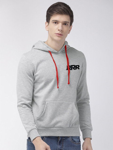 

Fully Filmy Men Grey Melange Hooded Cotton Sweatshirt