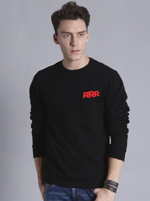 

Fully Filmy Men Black Solid Sweatshirt