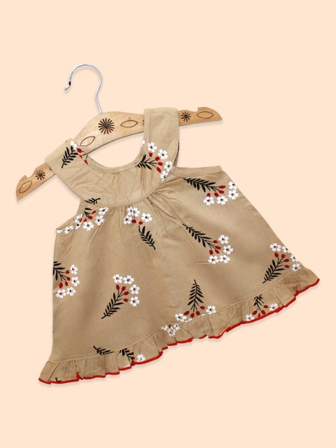 

Born Babies Brown Floral Tie-Up Neck Maxi Dress