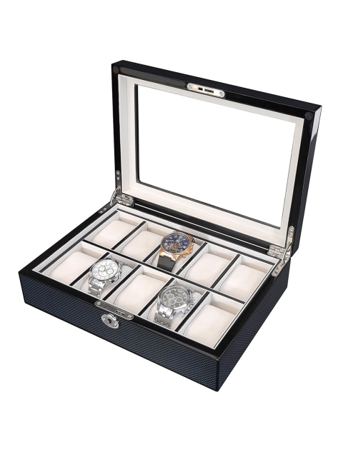 

Dsigner Black Solid 10 Slots Wooden Watch Organiser Box