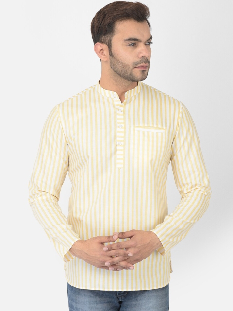 

DEYANN Men Yellow Striped Pathani Kurta