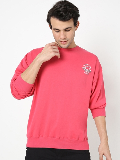 

Bewakoof Men Pink Solid Sweatshirt