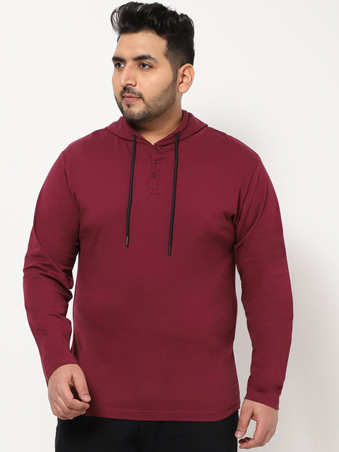 

Bewakoof Plus Men Purple Hooded Sweatshirt