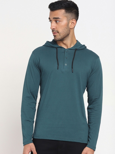 

Bewakoof Men Green Hooded Cotton Sweatshirt
