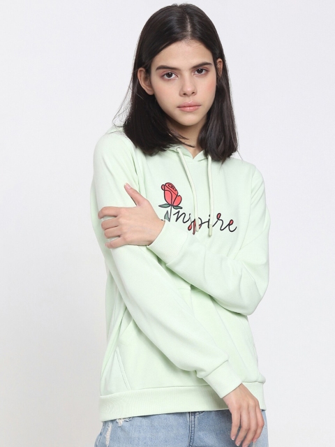 

Bewakoof Women Green Printed Hooded Sweatshirt