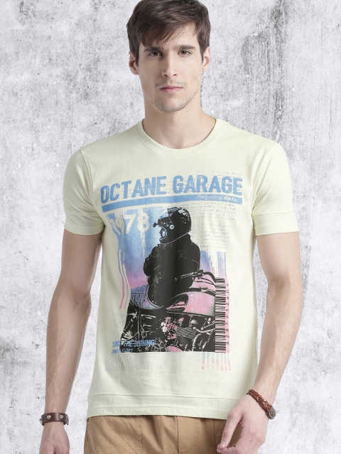 Roadster Men Off-White Printed Round Neck T-shirt available at myntra for Rs.179