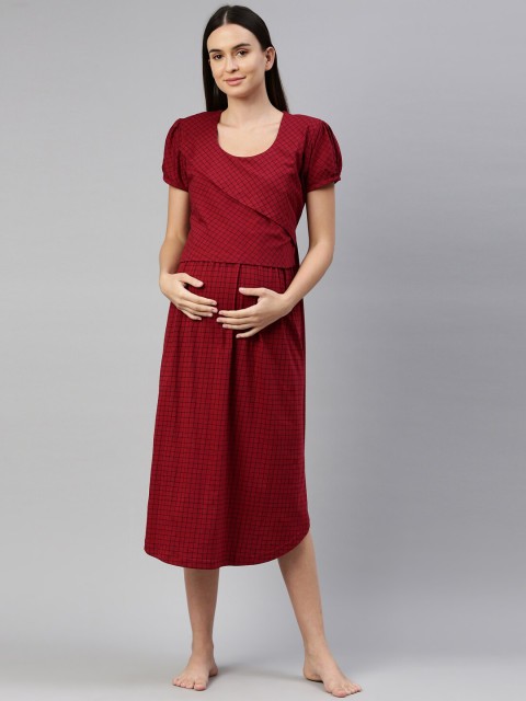 

GOLDSTROMS Maternity Women Red A-Line Midi Dress