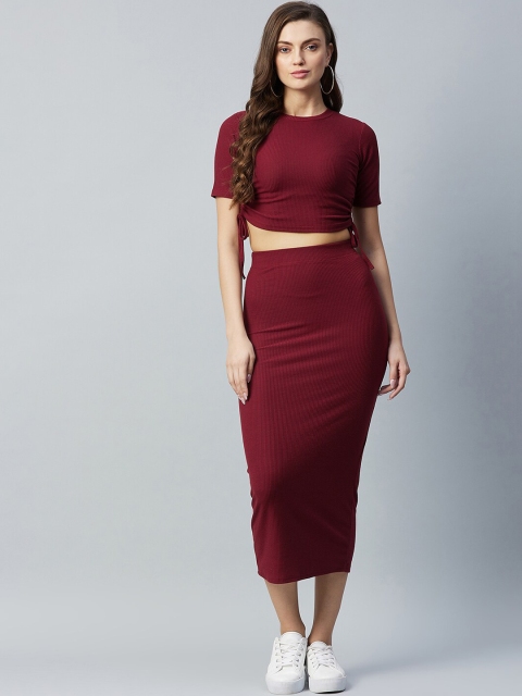 

DELAN Women Maroon Solid Co-Ords