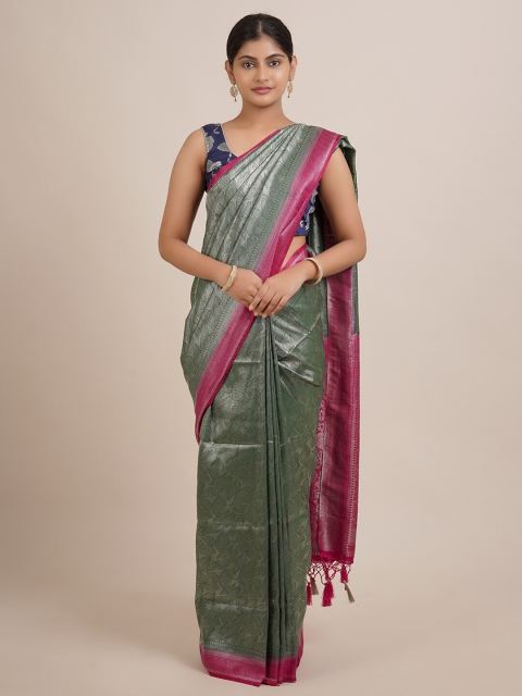 

Pothys Green & Red Woven Design Jute Silk Saree