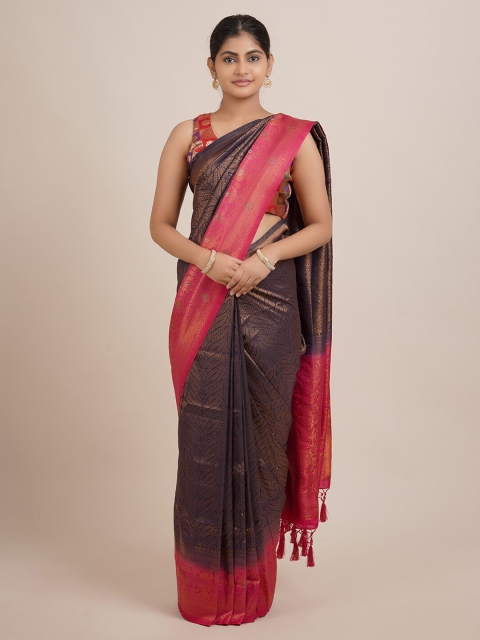 

Pothys Navy Blue & Pink Woven Design Zari Jute Silk Saree