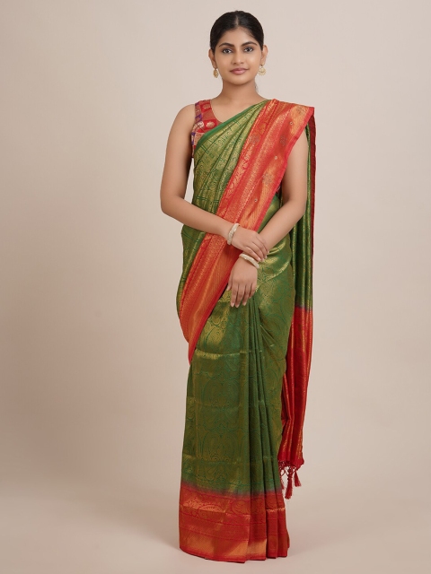

Pothys Green & Red Woven Design Jute Silk Saree