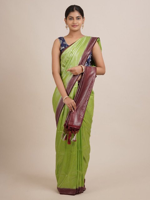 

Pothys Green Ethnic Motifs Woven Design Jute Silk Saree