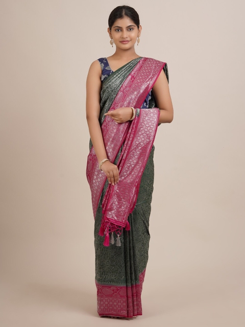 

Pothys Green & Magenta Woven Design Zari Jute Silk Saree