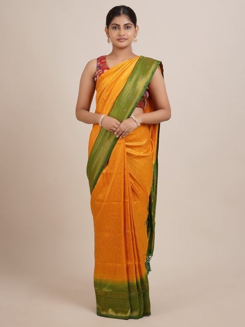 

Pothys Yellow Ethnic Motifs Woven Design Jute Silk Saree