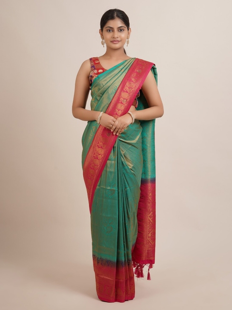 

Pothys Green & Maroon Woven Design Zari Jute Silk Saree