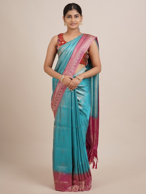 

Pothys Blue & Green Woven Design Jute Silk Saree