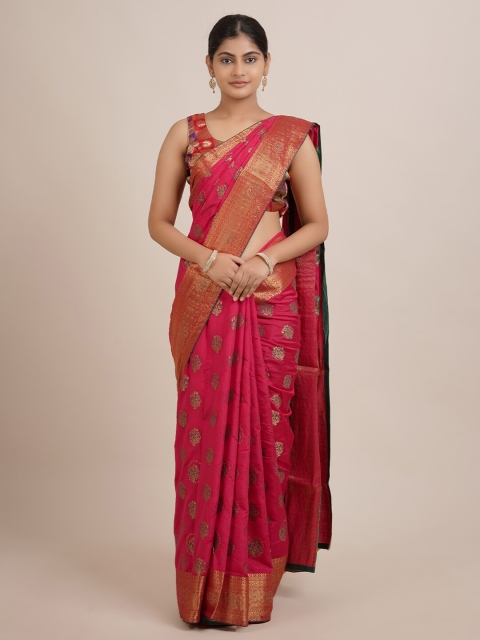 

Pothys Fuchsia Pink Woven Design Jute Silk Saree