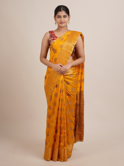 

Pothys Yellow Ethnic Motifs Woven Design Jute Silk Saree