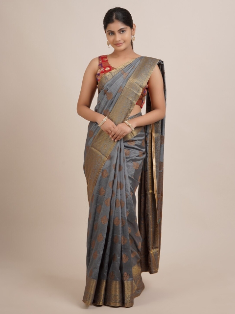 

Pothys Grey Woven Design Jute Silk Saree