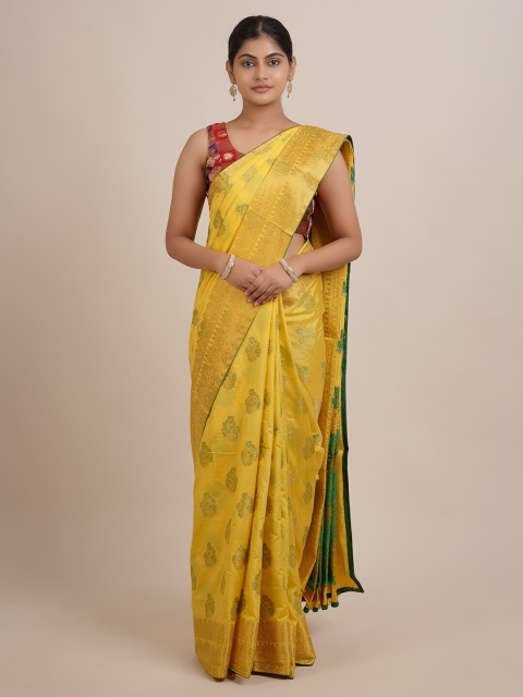 

Pothys Yellow Ethnic Motifs Woven Design Jute Silk Saree